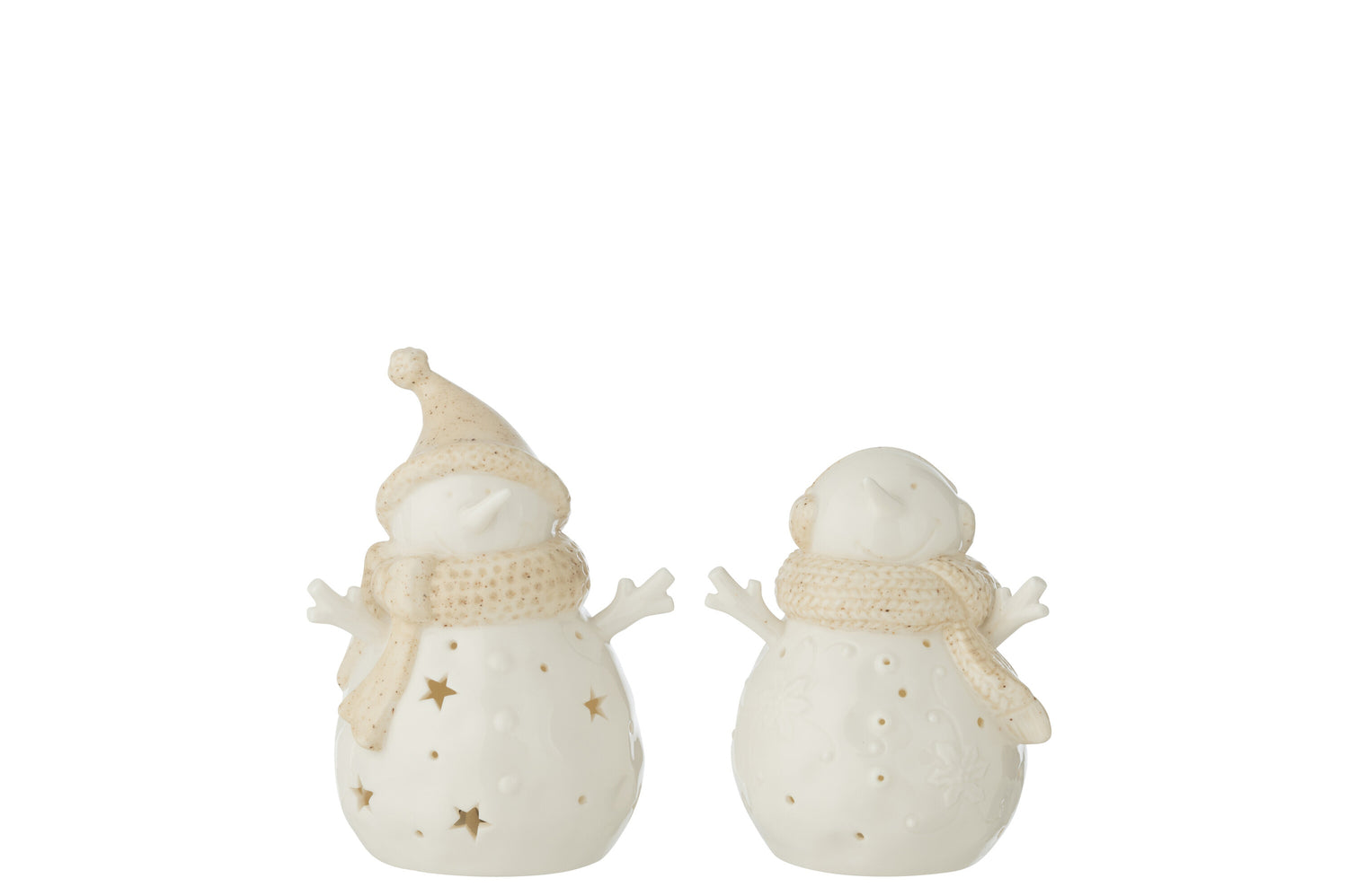 Sneeuwpop Led Sterren Klei Wit/Beige Klein Assortiment Van 2