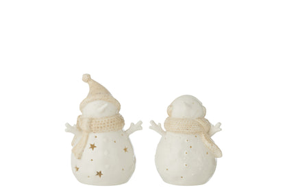 Sneeuwpop Led Sterren Klei Wit/Beige Klein Assortiment Van 2