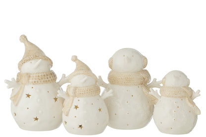 Sneeuwpop Led Sterren Klei Wit/Beige Groot Assortiment Van 2
