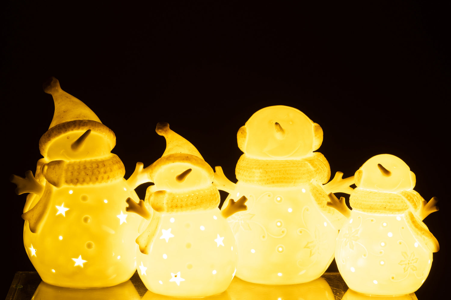 Sneeuwpop Led Sterren Klei Wit/Beige Groot Assortiment Van 2