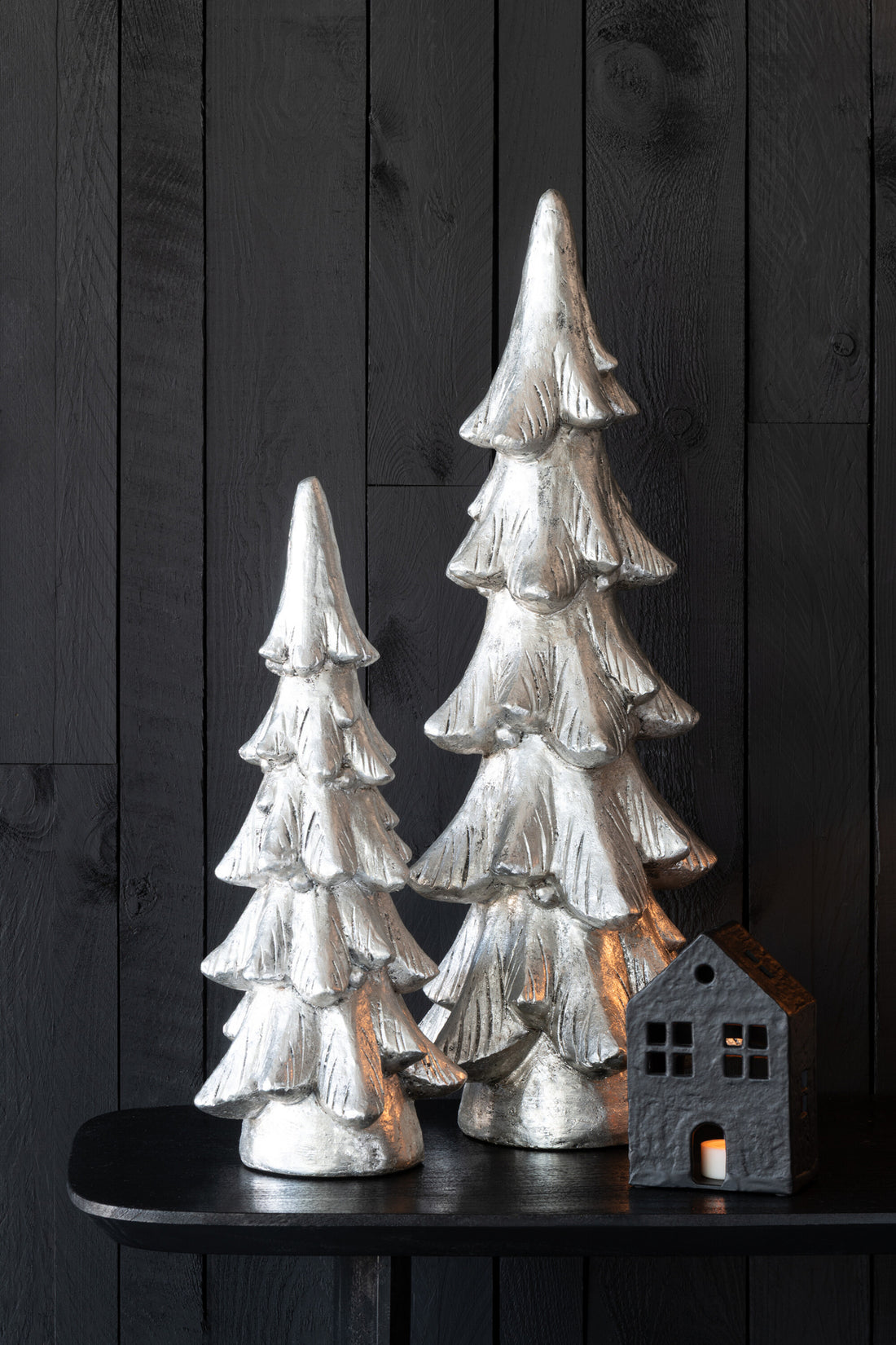 Kerstboom op voet magnesium zilverkleurig groot