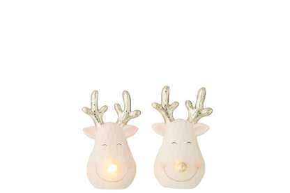 Rendier met LED-kop Klei Multicolor Klein Assortiment van 2