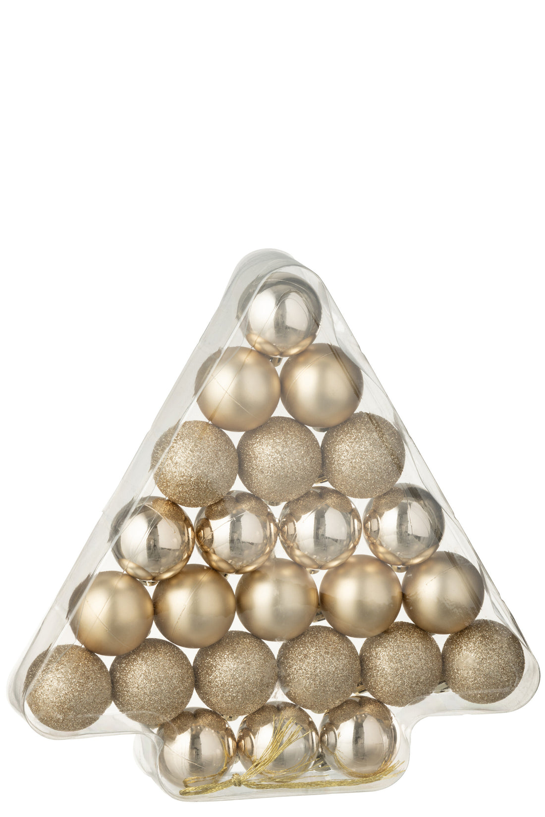 Doos van 24 kerstbal plastic champagnekleurig