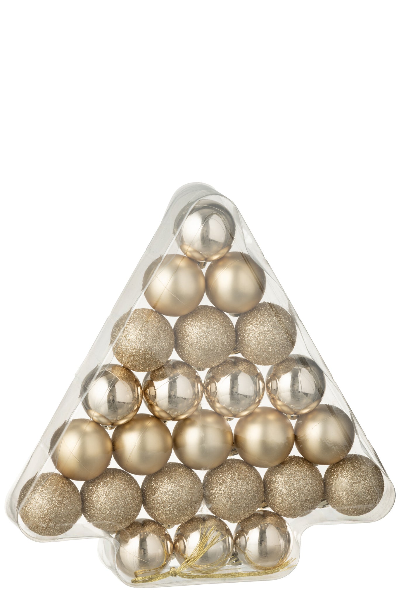 Doos van 24 kerstbal plastic champagnekleurig