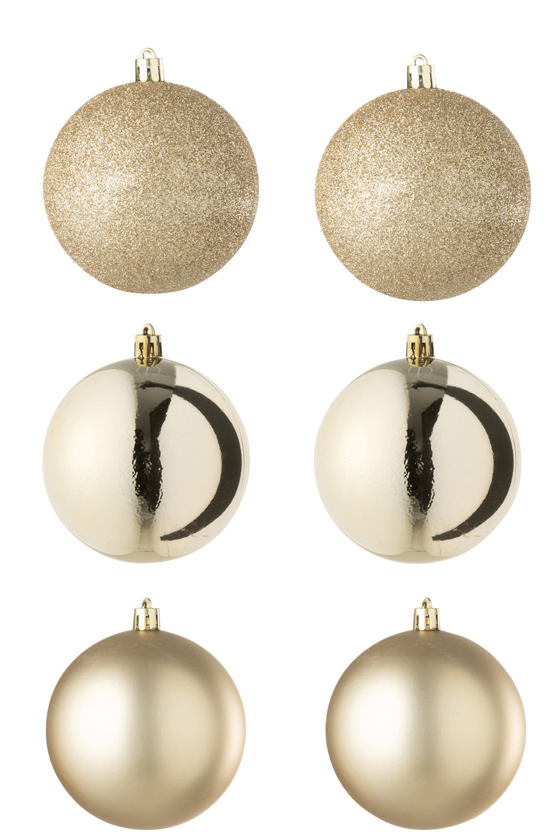 Doos van 6 kerstballen plastic champagnekleurig