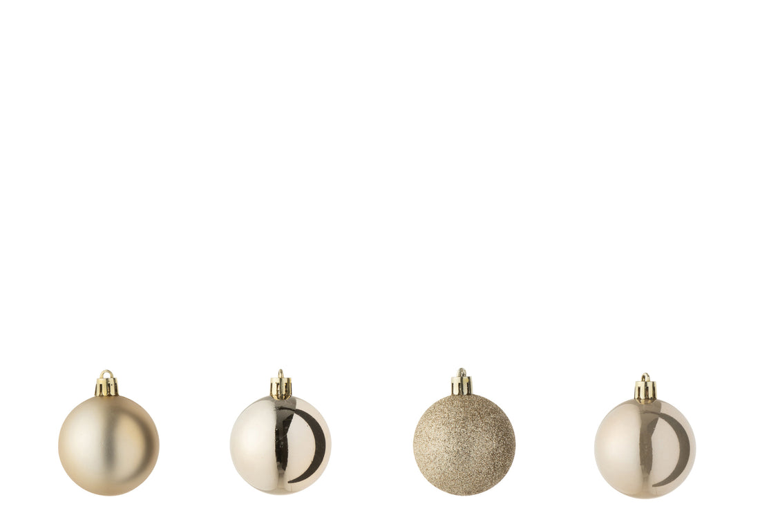 Doos van 40 kerstbal plastic champagnekleurig