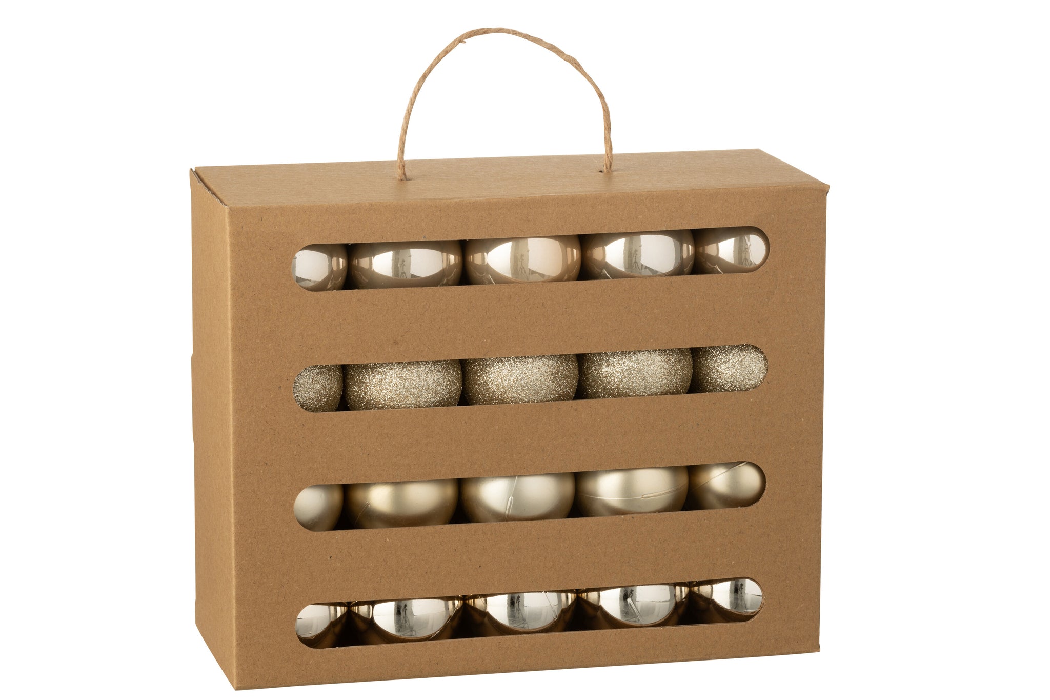 Doos van 40 kerstbal plastic champagnekleurig