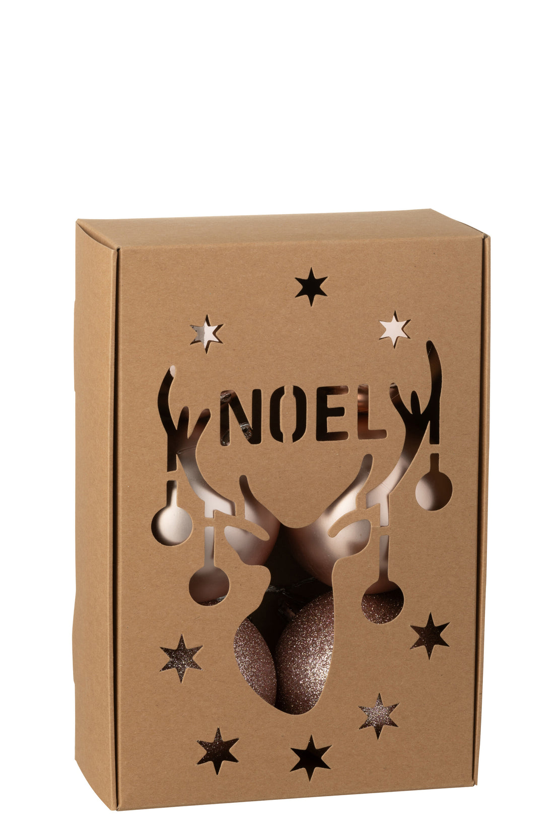 Doos van 6 kerstbal plastic lichtroze