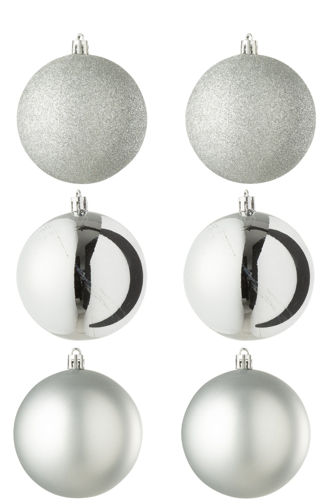 Doos van 6 kerstbal plastic zilverkleurig