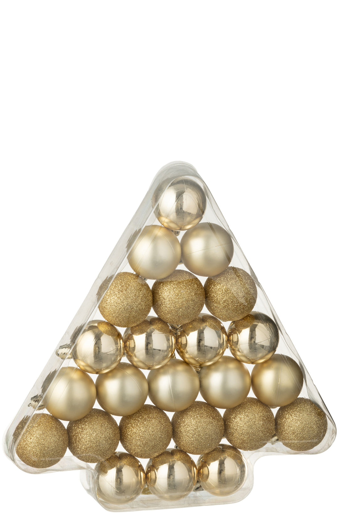 Doos van 24 kerstbal plastic goudkleurig