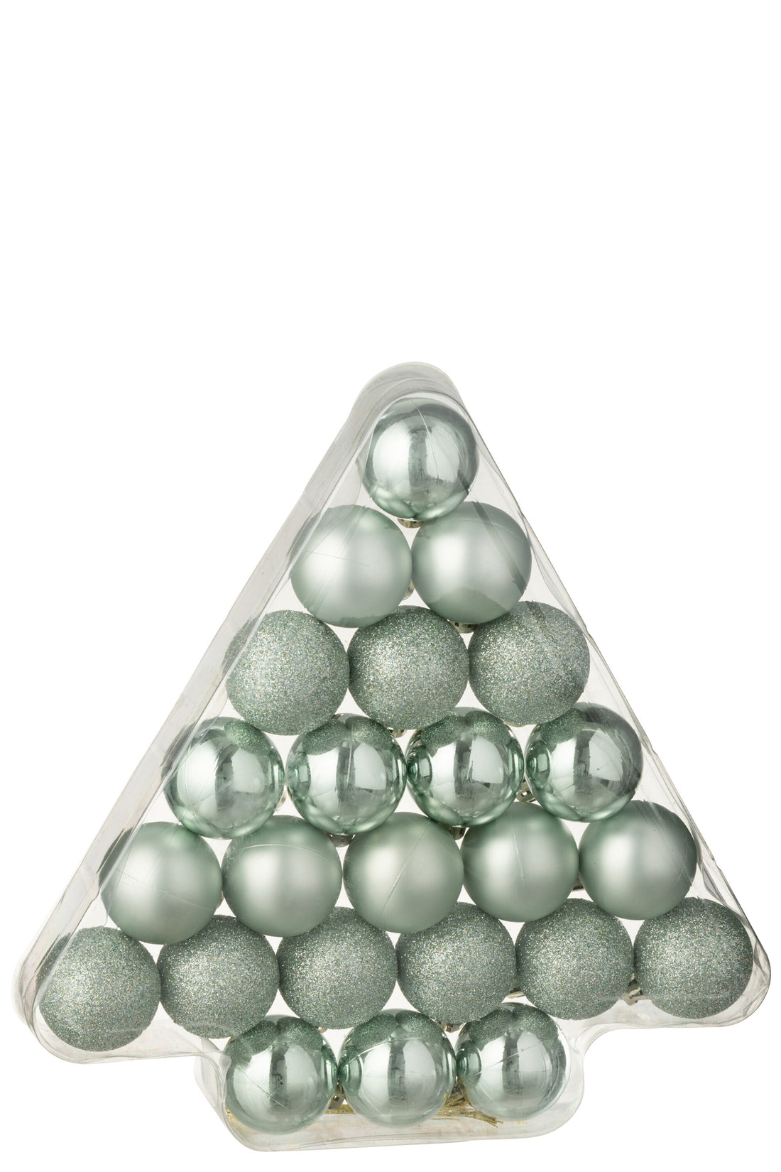 Doos van 24 kerstbal plastic muntgroen