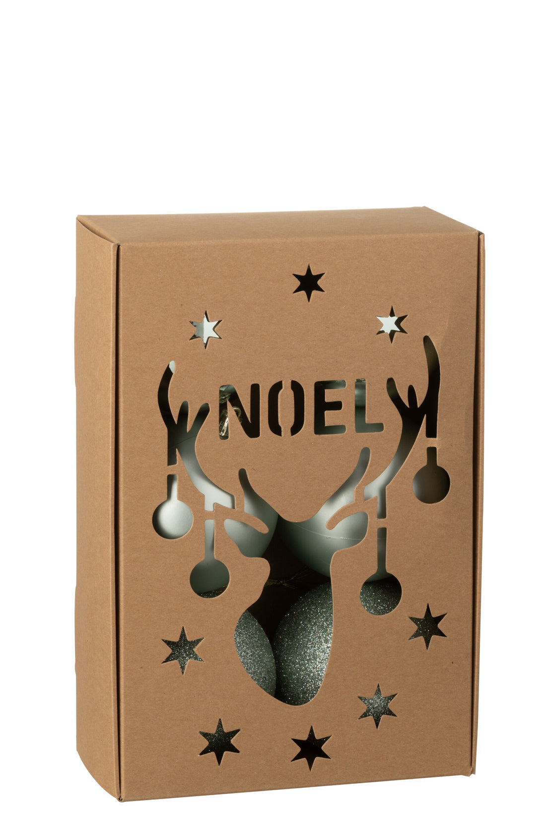 Doos van 6 kerstbal plastic muntgroen