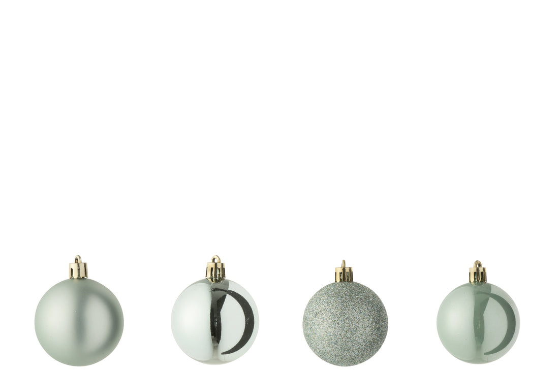 Doos van 40 kerstbal plastic muntgroen