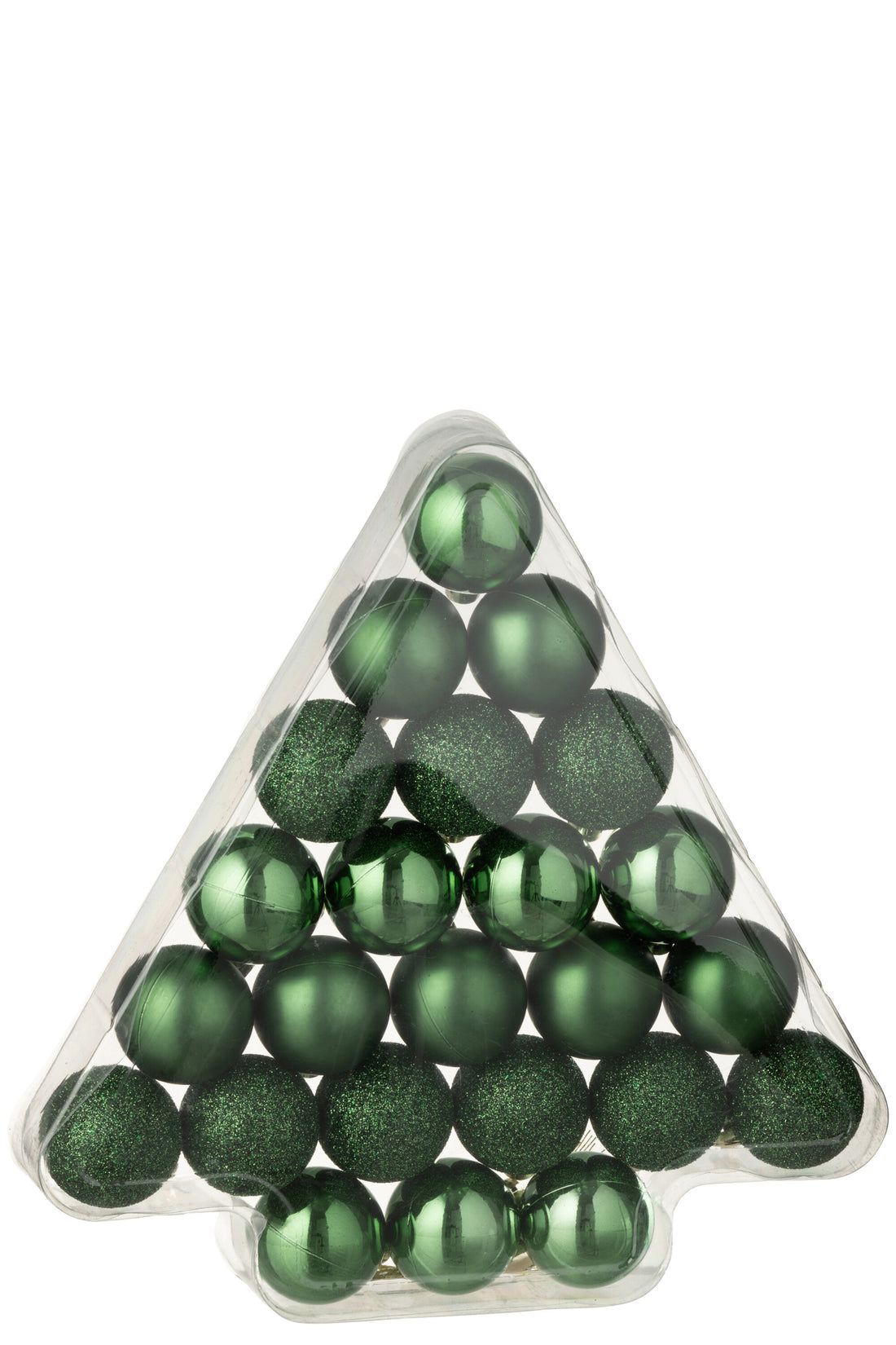 Doos van 24 kerstbal plastic smaragdgroen