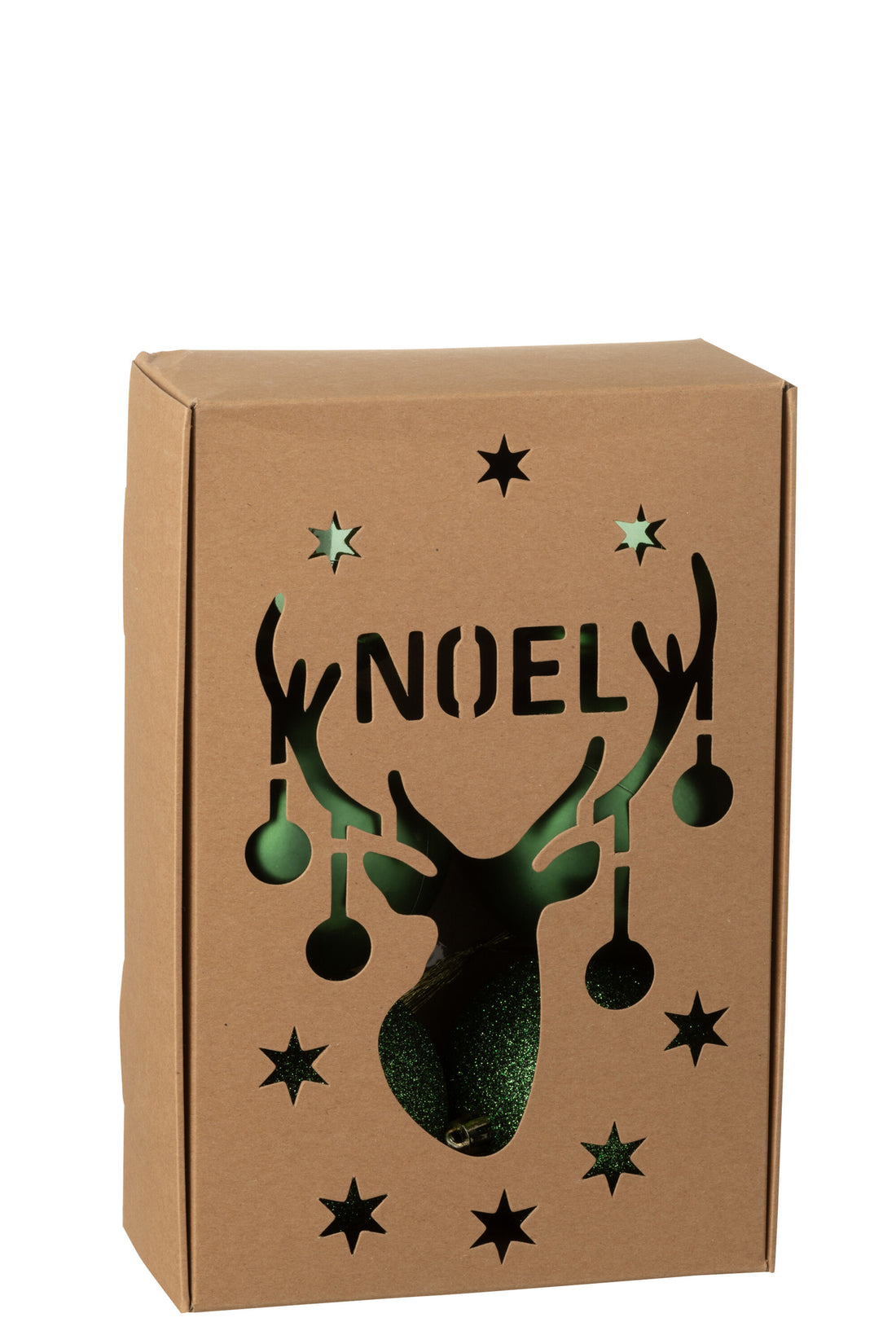 Doos van 6 kerstbal plastic smaragdgroen