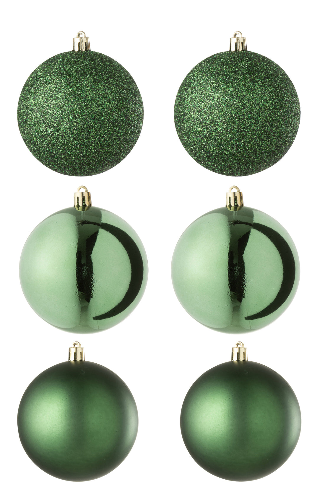 Doos van 6 kerstbal plastic smaragdgroen