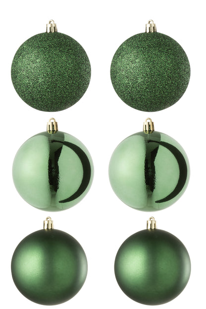 Doos van 6 kerstbal plastic smaragdgroen
