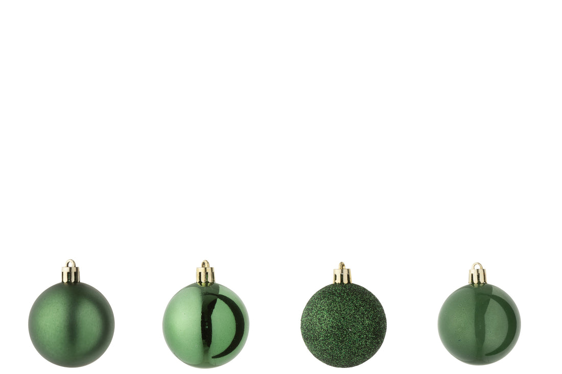 Doos van 40 kerstbal plastic smaragdgroen