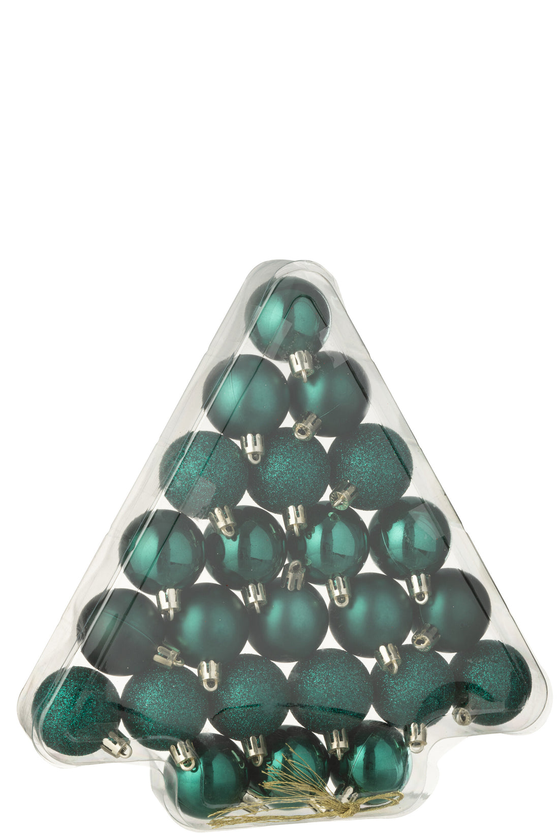 Doos van 24 kerstbal plastic donkergroen