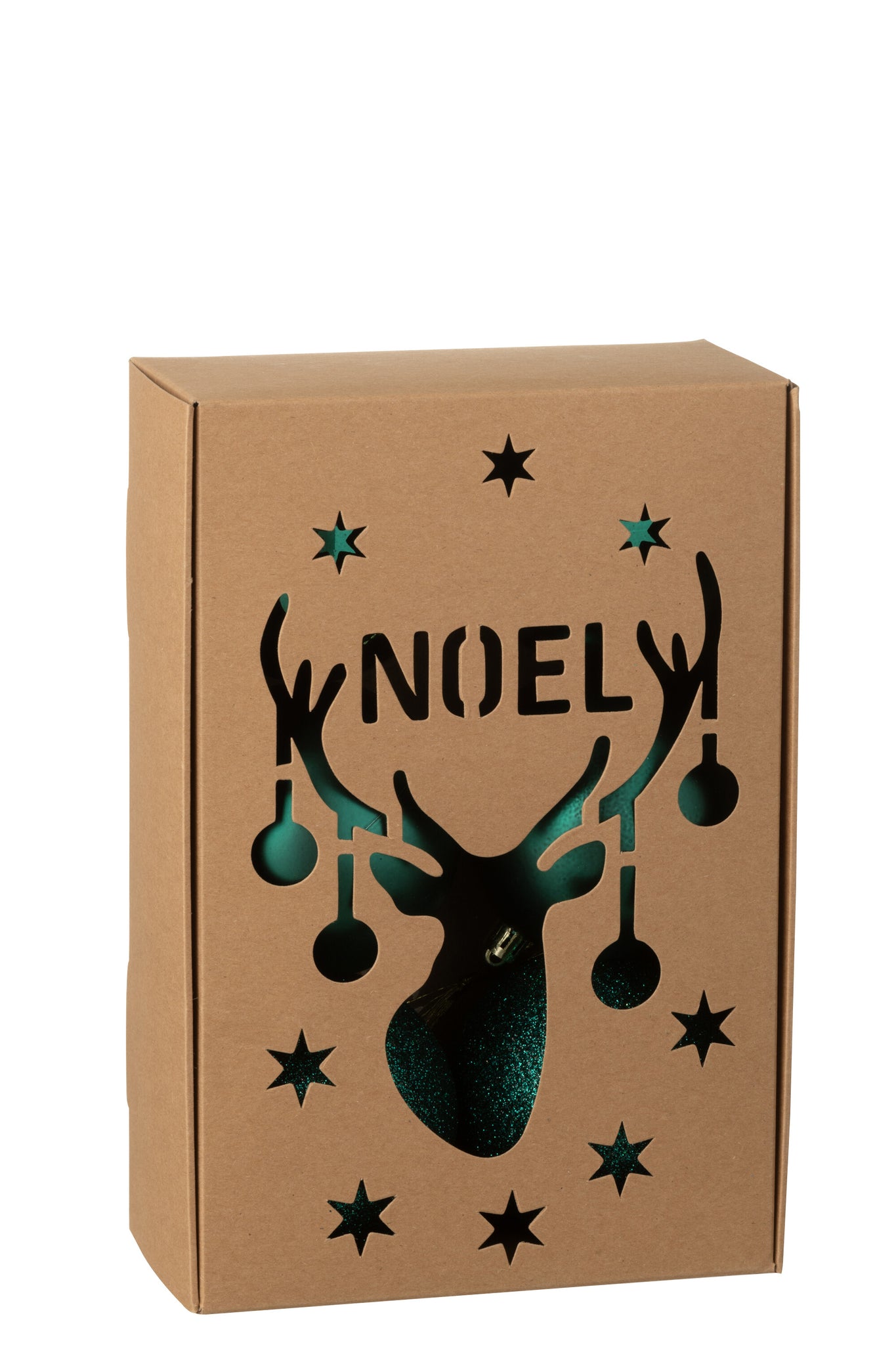 Doos van 6 kerstbal plastic donkergroen