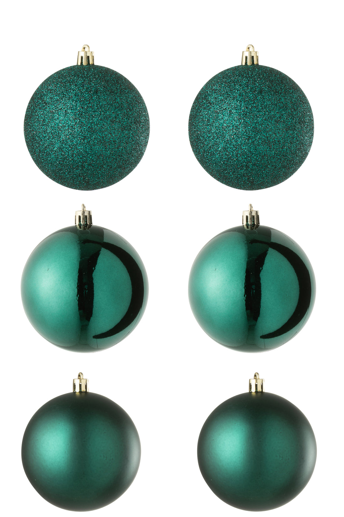 Doos van 6 kerstbal plastic donkergroen