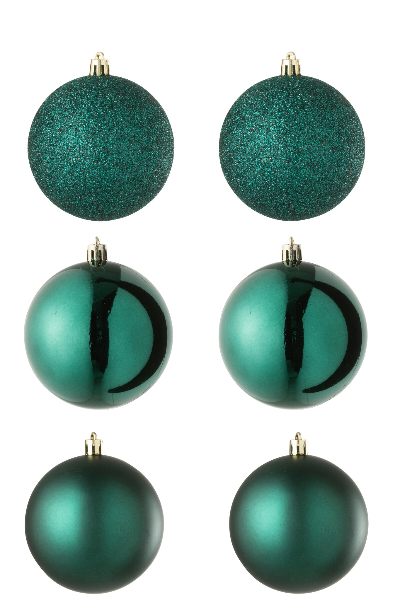 Doos van 6 kerstbal plastic donkergroen