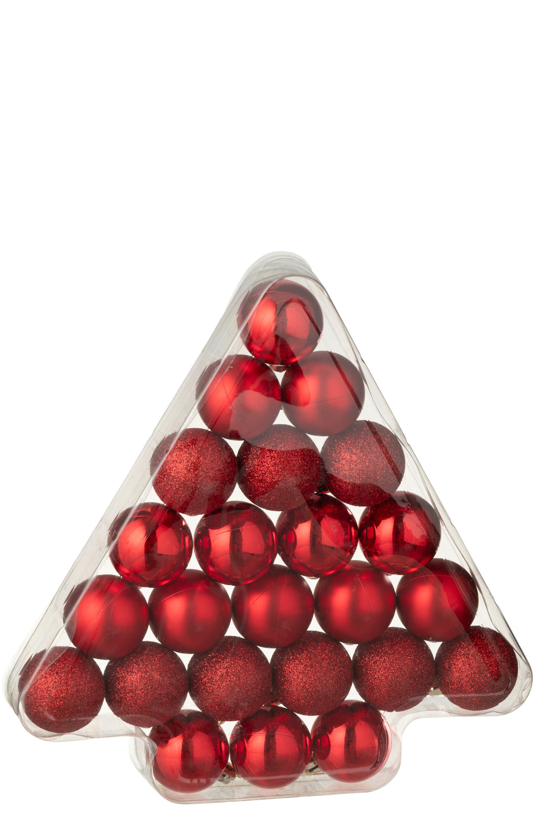Doos van 24 kerstbal plastic kerst rood