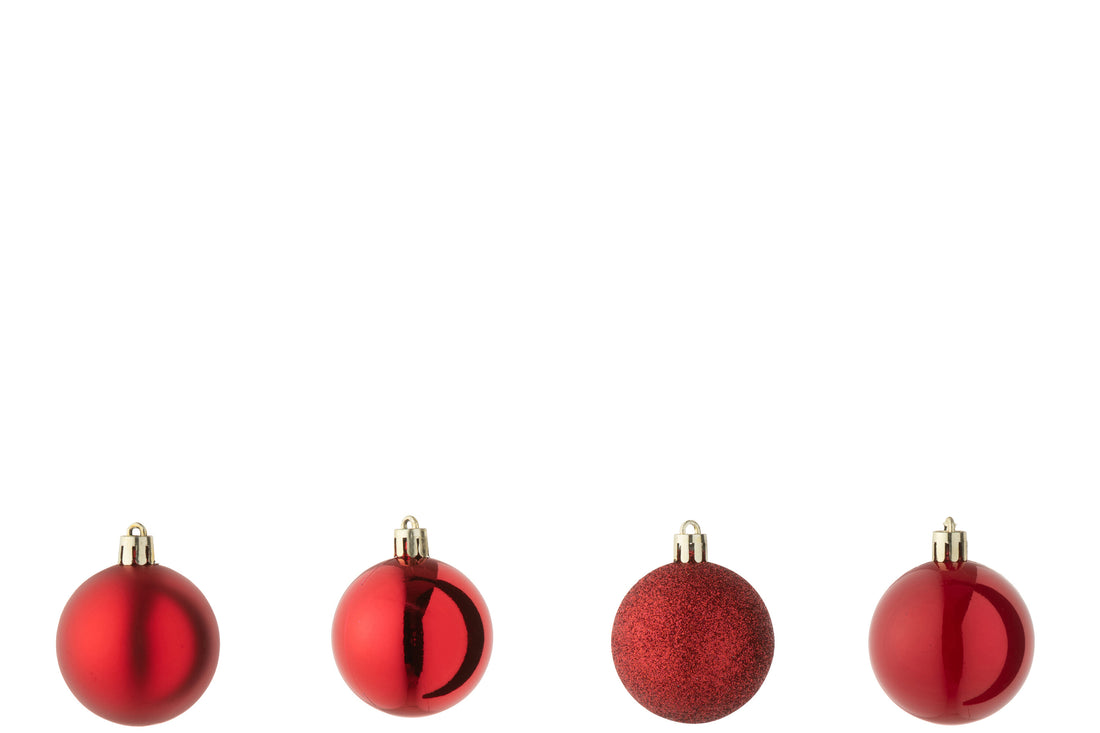 Doos met 40 kerstbal plastic kerst rood