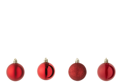 Doos met 40 kerstbal plastic kerst rood