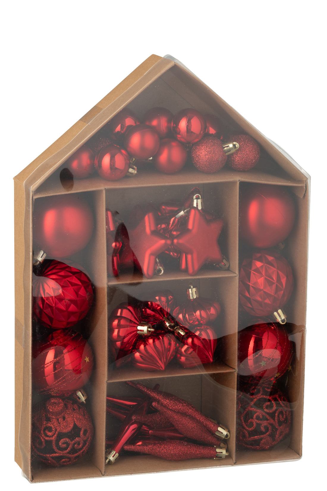 Doos van 50 kerstbal plastic kerst rood