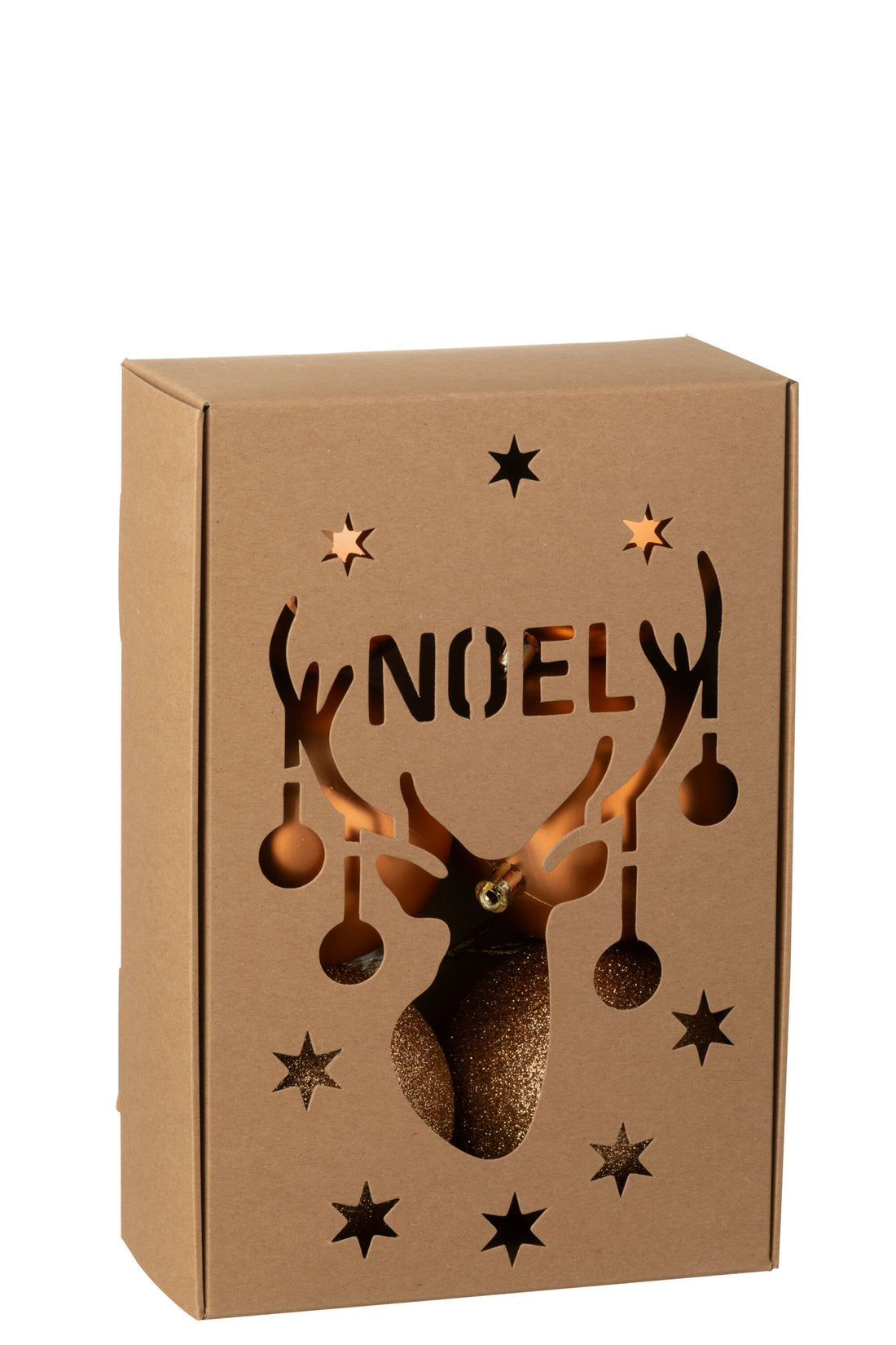 Doos van 6 kerstbal plastic oranje