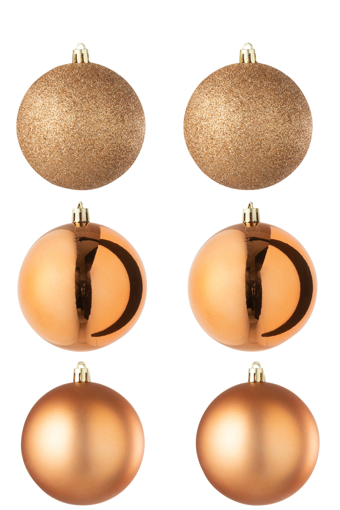 Doos van 6 kerstbal plastic oranje