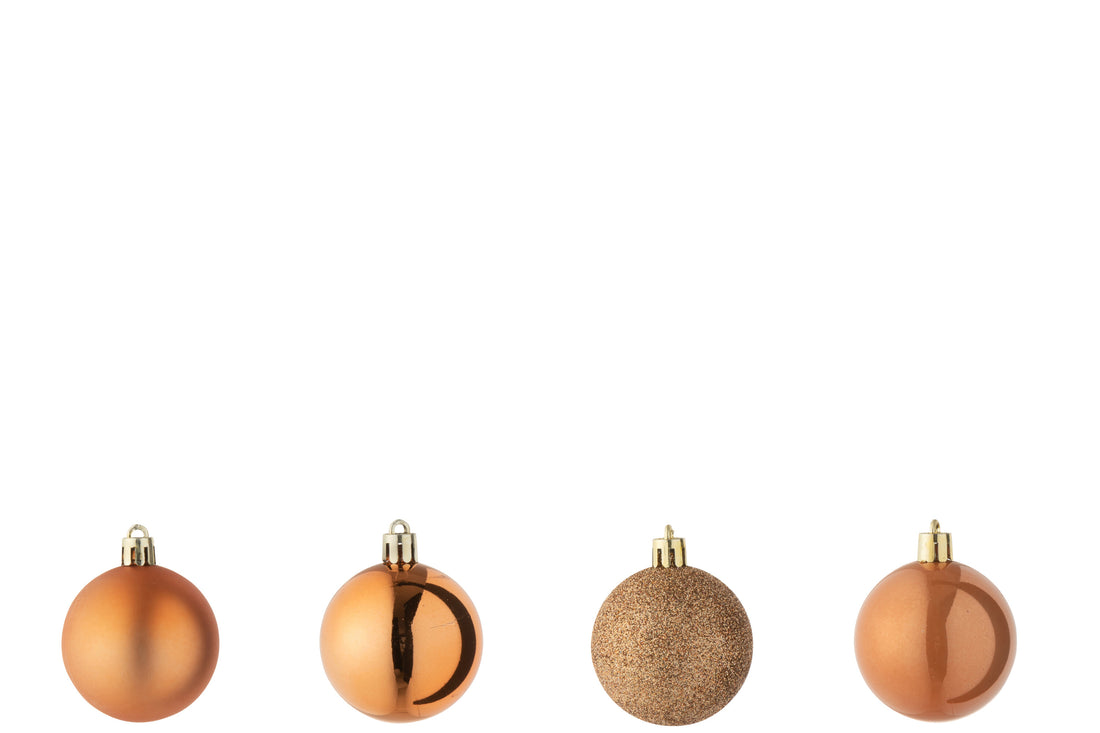 Doos van 40 kerstbal plastic oranje