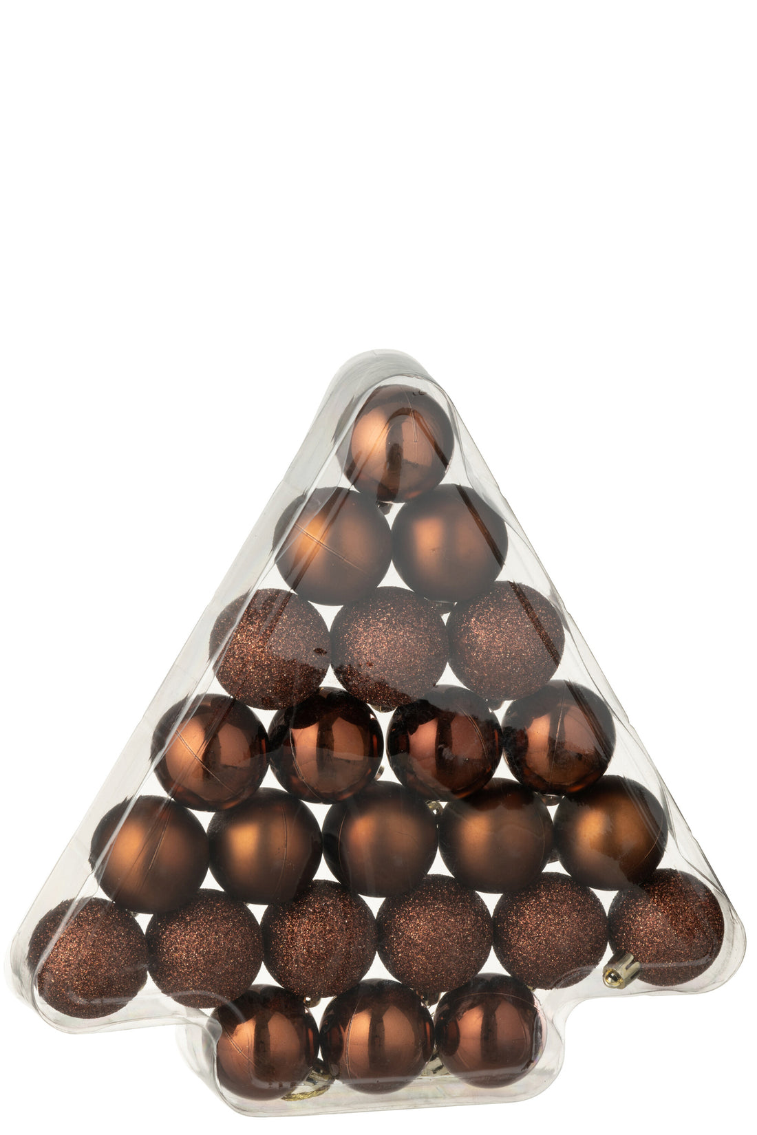 Doos van 24 kerstbal plastic donkerbruin