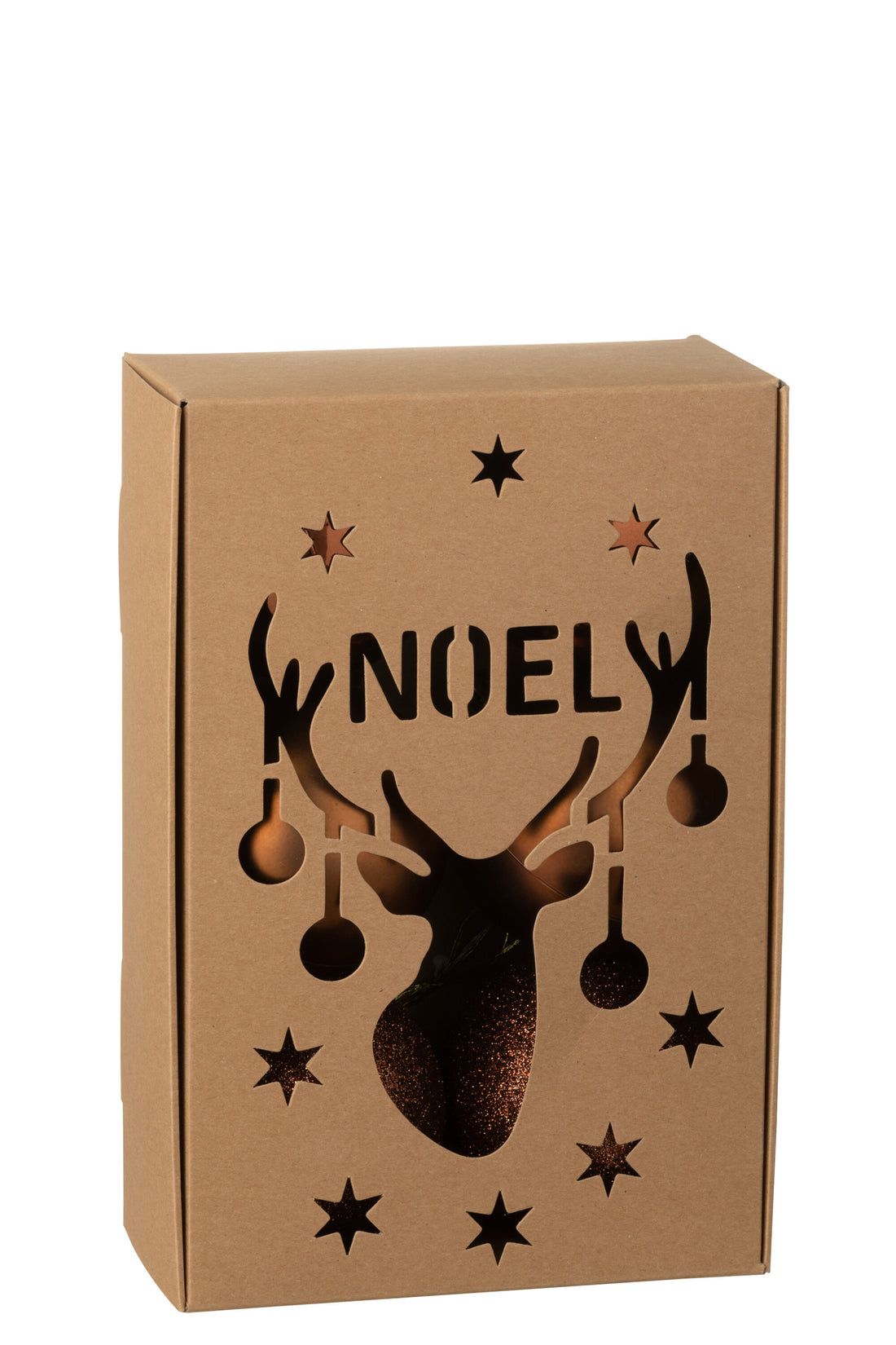 Doos van 6 kerstbal plastic donkerbruin