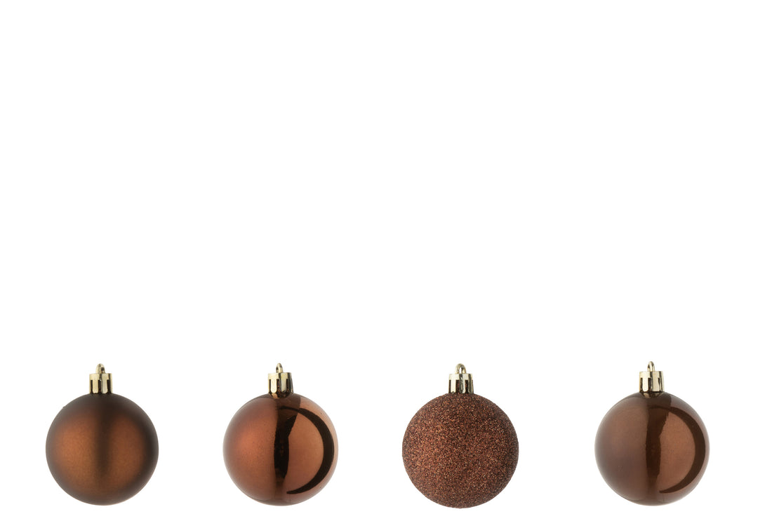 Doos van 40 kerstbal plastic donkerbruin