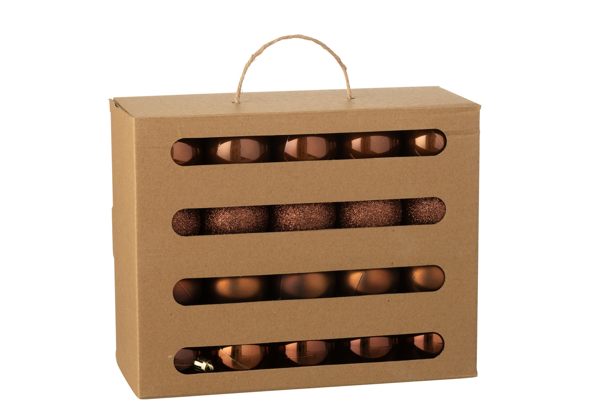 Doos van 40 kerstbal plastic donkerbruin