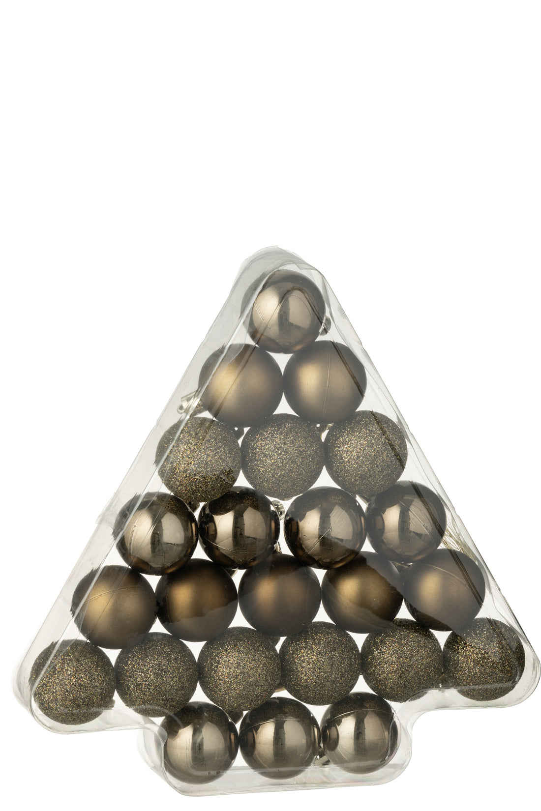 Doos van 24 kerstbal plastic bruin