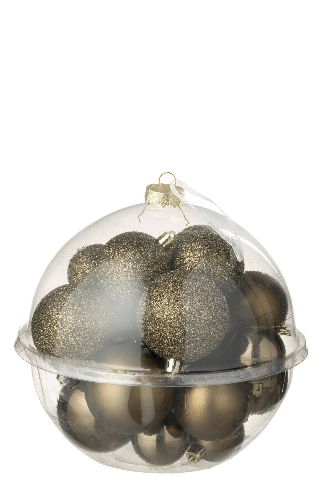 Doos van 24 kerstbal plastic bruin