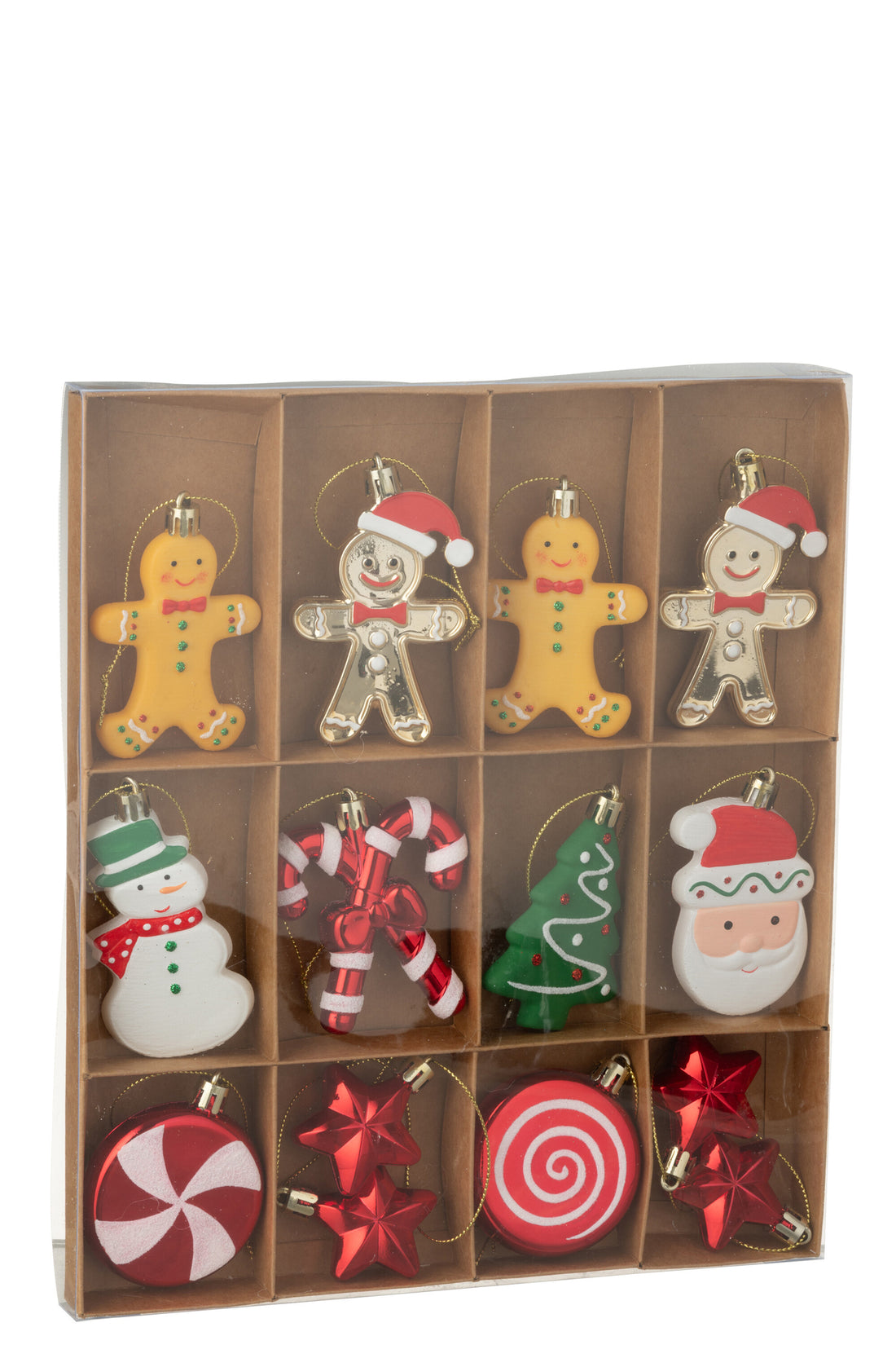Doos van 13 hanger Kerst plastic multicolor
