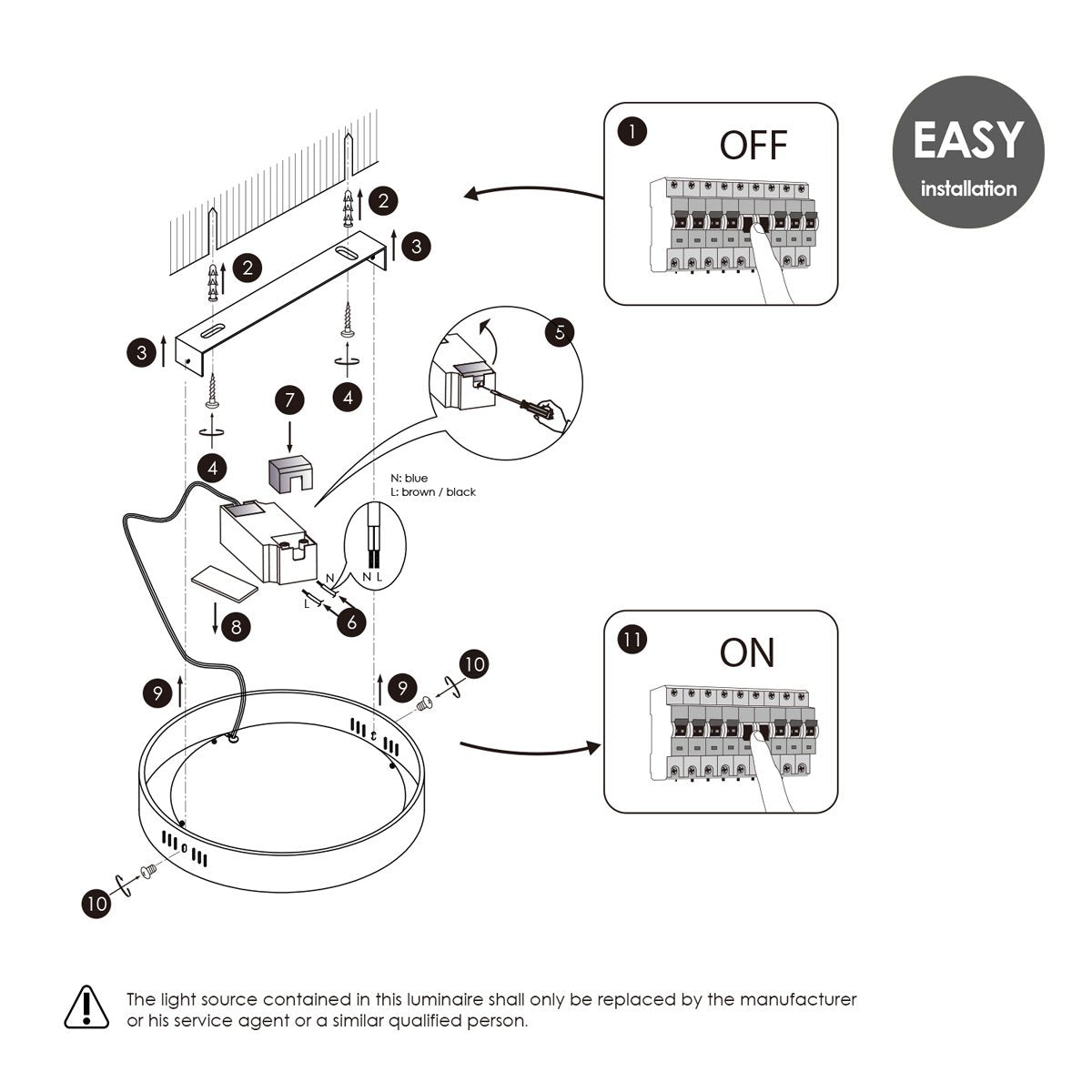 LED Plafondlamp Ska - Roest - Rond 12/12/3.6cm