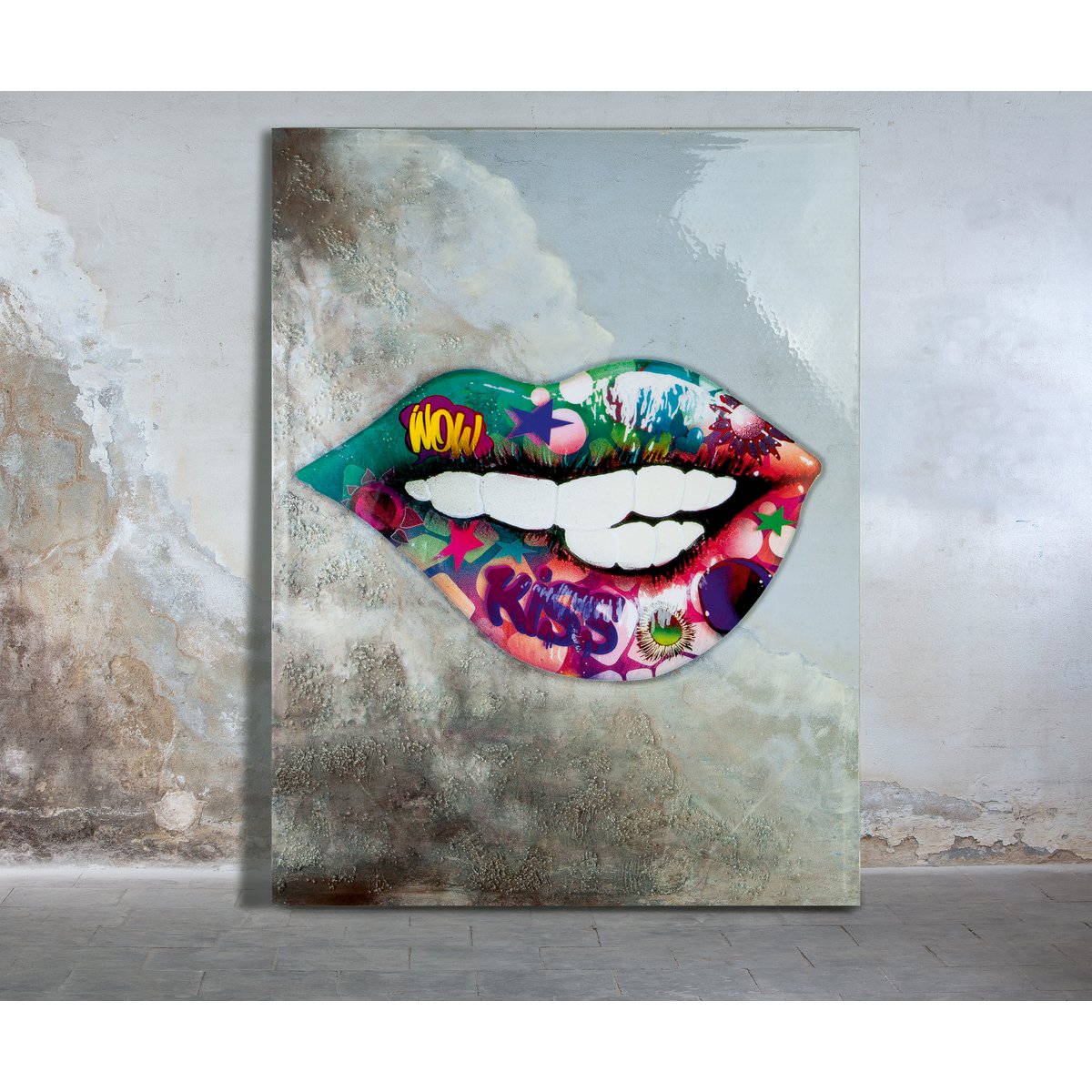 Afbeelding schilderij Street Art &quot;Kiss&quot;