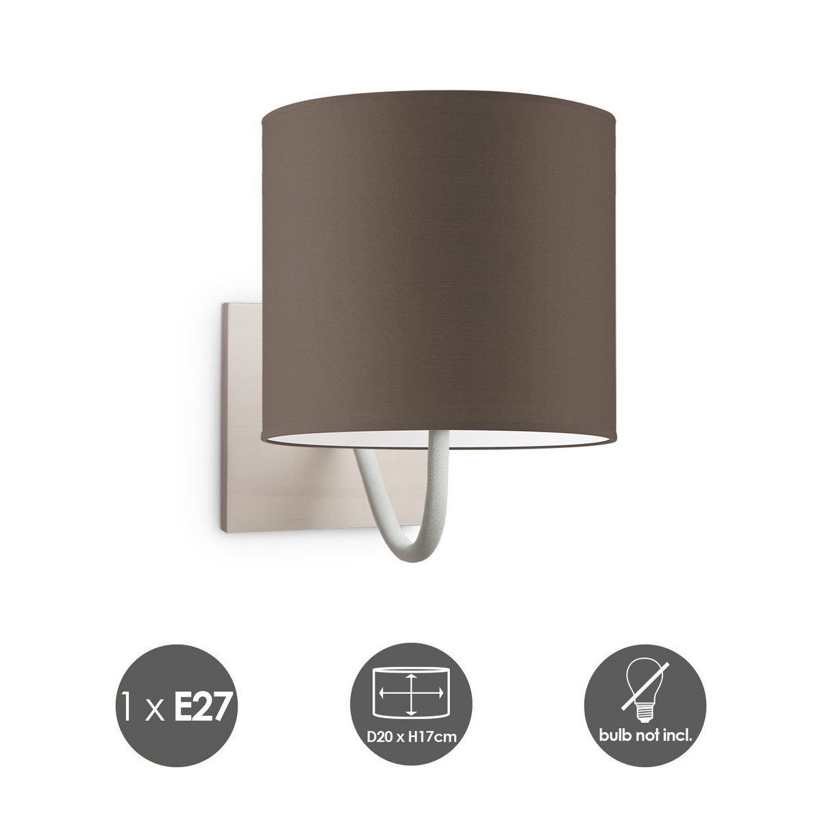 Wandlamp - Beach E27 Lampenkap taupe 20cm