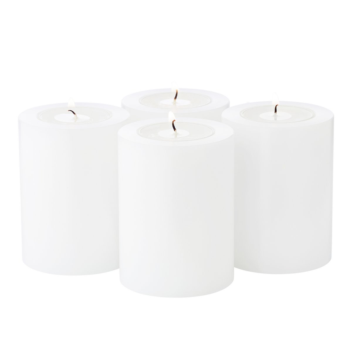 EDZARD Set van 4 theelichthouders, permanente kaars Cornelius, hoogte 8 cm, diameter 6 cm, hittebestendig tot 90 graden