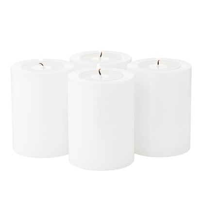 EDZARD Set van 4 theelichthouders, permanente kaars Cornelius, hoogte 8 cm, diameter 6 cm, hittebestendig tot 90 graden