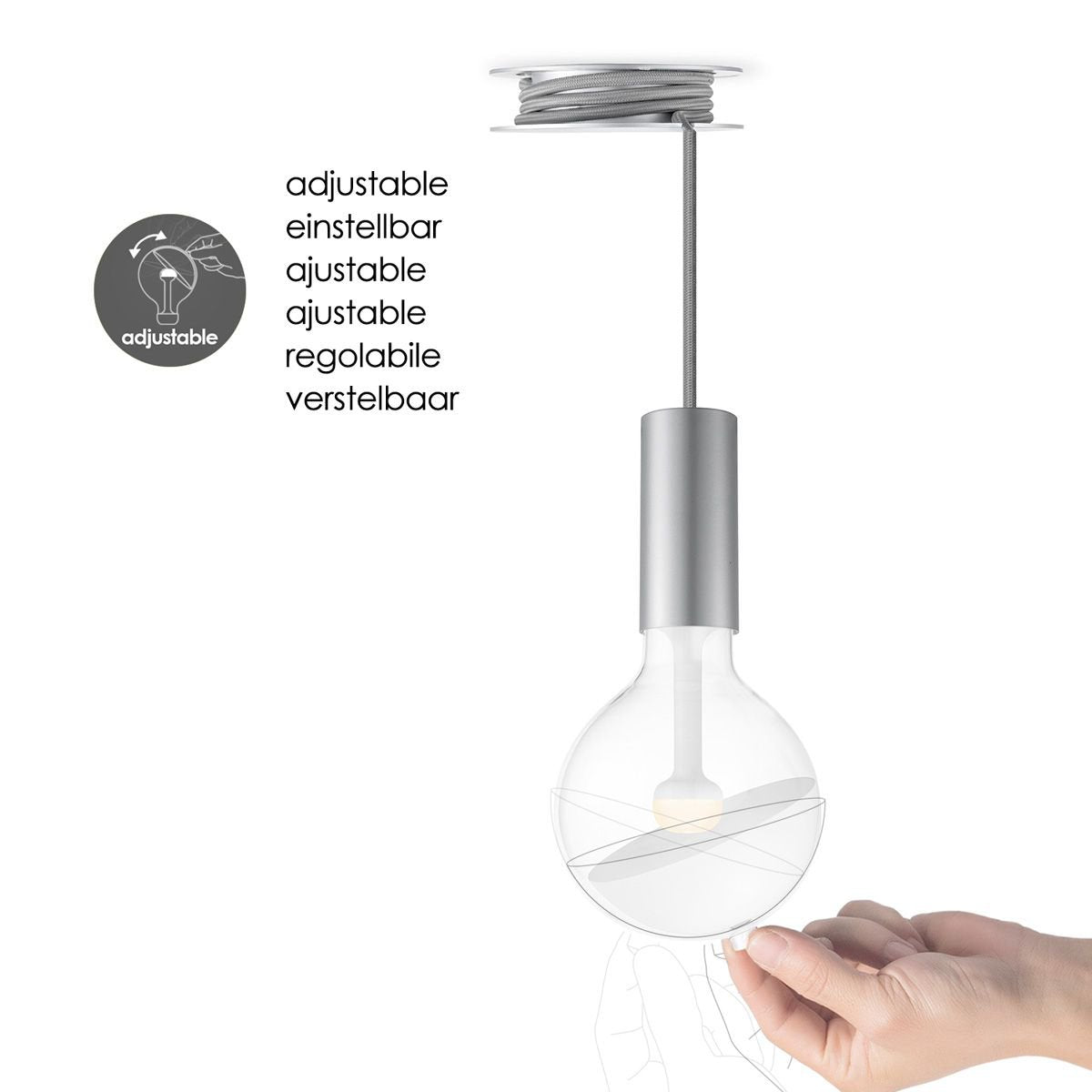 Hanglamp Move Me - Pulley Sphere 5.5W 2700K grijs-wit