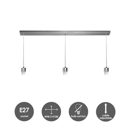 hanglamp Beam 3 98/9.5/15-100cm - Geborsteld staal