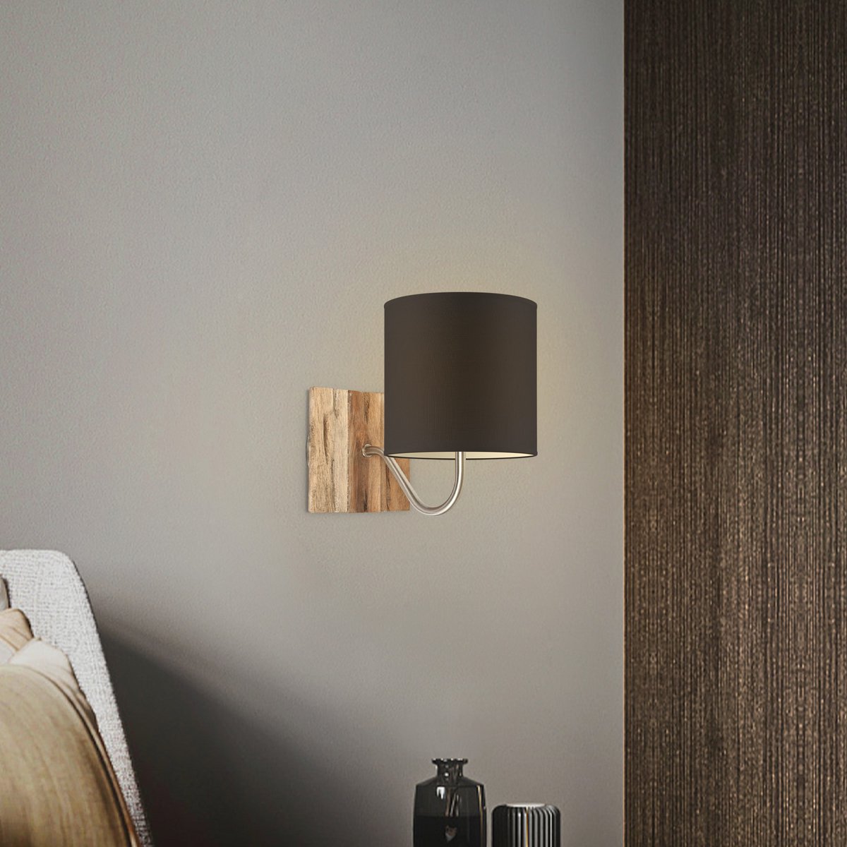 Wandlamp - Drift E27 Lampenkap chocolade 16cm