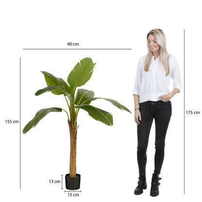 Kunstplant Bananenboom in Pot - H155 x Ã˜90 cm - Groen