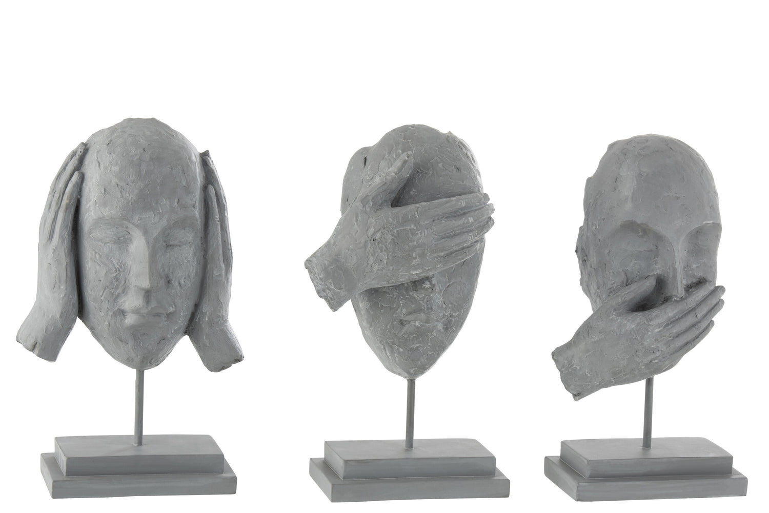 Beeld Zie/Hoor/Praat Geen Kwaad Poly Grijs Assortiment Van 3